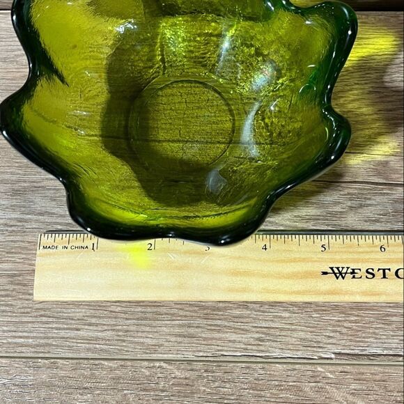 Blenko Glass Clover Green 8 Petal Bowl 5.5"‎ Wayne Husted 6143-S Vintage 1960s - Picture 7 of 7